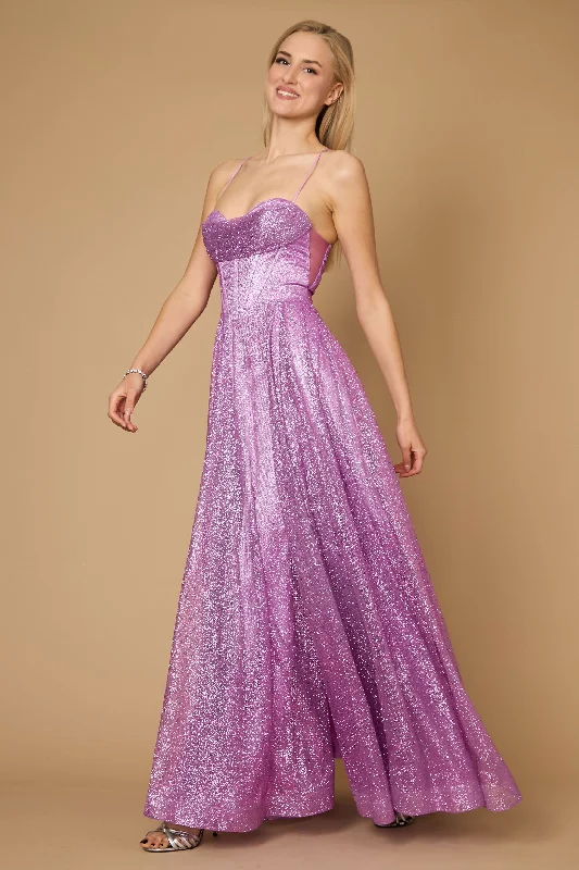 women's casual Friday dressesDylan & Davids Long Sparkling Cowl Corset Prom Dress Mauve