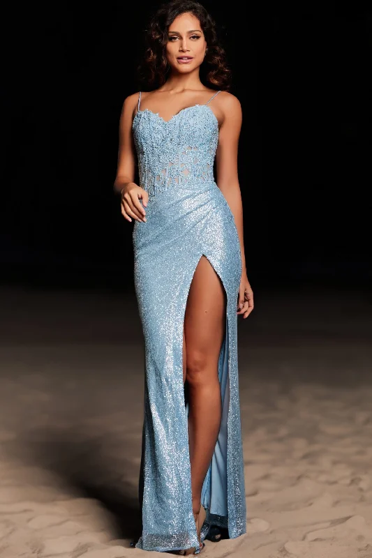 women's lace dressesJovani 37649 Mermaid Long Formal Lace Prom Dress