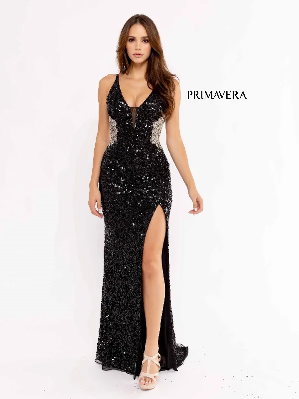 women's cocktail dressesPrimavera Couture 3955 Prom Long Fitted Slit Formal Dress